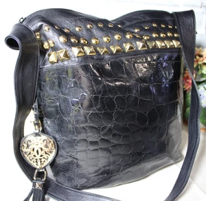 Carla Marchi Vintage Schwarz Leder Bucket Bag Schulterriemen Made in Italy - Bild 1 von 13