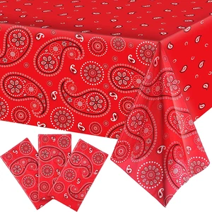 Mantel Plastico Oeste Rojo 3 Piezas 108x54 para Fiesta Tematica Vaquera - Picture 1 of 12