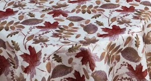Tischdecke Rund Herbst Blätterdruck 130 150 170cm Creme-bunt Leinenoptik 2307 - Bild 1 von 3