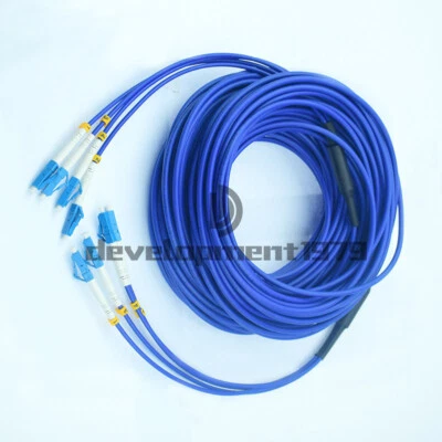 LC-LC 4 Strand 9/125 Fiber Optic Patch Cord 90M Indoor Armored Cable Single-Mode - Image 1 of 4