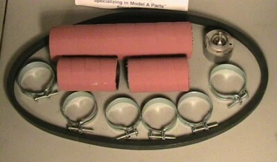 Juego de manguera de radiador Ford modelo A 1928-1929 rojo con abrazaderas, correa de ventilador y termostato Foto 1 de 4