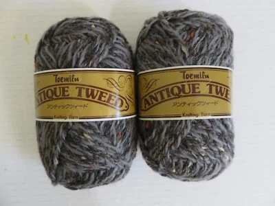 Lote de 2 hilos Toemilu antiguos de tweed 100 % lana 50 g gris Foto 1 de 2