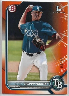 2022 Bowman Draft Trevor Martin #BD-184 Orange Parallel #'d /25 1st Bowman Rays - Image 1 of 2
