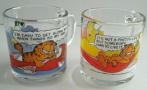 Garfield McDonalds Mug 1978 Glass Not Pretty Life Easy To Get Along With  B - Picture 1 of 6
