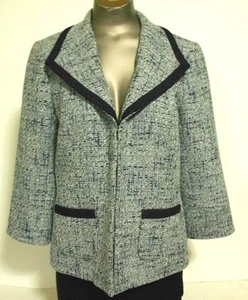 Nordstrom Classiques Entier Womens Med Gray Tweed 3/4 Sleeve Jacket Classic core - Picture 1 of 9