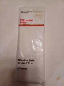 JCPenney Vintage Permanent Press 6 Handkerchiefs 65% Combed Cotton 35% Polyester - Picture 1 of 4