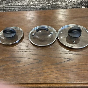 Lot Of 3 Replacement Pot Pan Lid Cover Glass w/ Steam Vent 1442 - Picture 1 of 7