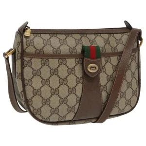 GUCCI GG Supreme Web Sherry Line Shoulder Bag PVC Beige 89 02 032 Auth 97405 - Picture 1 of 23