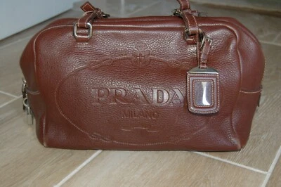 Prada Satchel Brown Genuine Leather Authentic Women's Zippered Closure Hand Bag  - Image 1 of 4