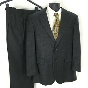 Jos A Bank Wool Blend Suit 40R Gray Multi Color Pleated Pants 34W x 31L - Picture 1 of 12