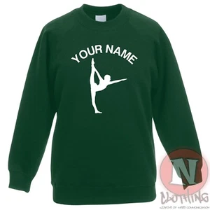 Personalised Gymnastics sweatshirt Children kids tumbling - Just add name - Picture 1 of 13