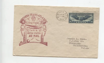 C24 30 Cent - Northern Trans Atlantic First Flight F.A.M. 18   June 24, 1939 - Image 1 of 2