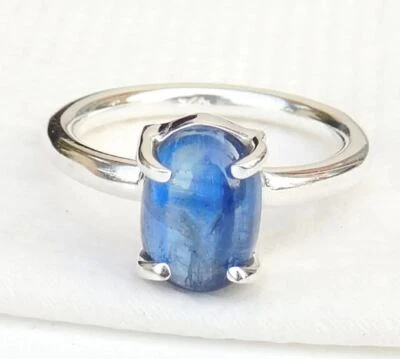 Natural Blue Kyanite Gemstone Handmade 925 Sterling Silver Ring, Gift Ring - Image 1 of 4