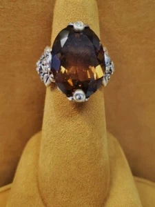 Barbara Bixby Couture Cinnamon and Diamond Ring Size 6 1/2 - Picture 1 of 4