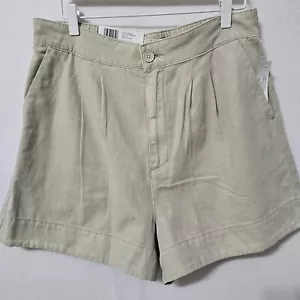 $158 Joie Y2K Pleated High Waisted Linen Shorts Sz M Taupe Coastal Grandma NWT - Picture 1 of 17