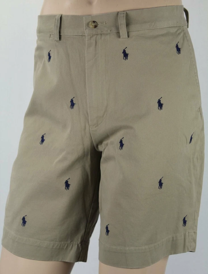 Pantalones Cortos Chinos Polo Ralph Lauren Caqui Tostado Calce Clásico 9" Multi Pony Nuevos con Etiquetas Foto 1 de 1