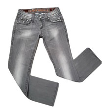 Rock Revival Celine Straight Jeans Denim Blue Embellished Bling Size 28(29×30.5)