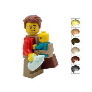 LEGO® Neu Papa & Baby Geschenk in Trage + Flasche Minifiguren Dusche Vatertag 2 - Bild 1 von 5