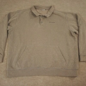 Columbia Long Sleeve Button Pullover Thermal Mens Shirt XXL 2XL Tan Brown - Picture 1 of 14
