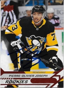 Tarjeta de novato firmada Pierre-Olivier Joseph UD 20/21 Pittsburgh Penguins roja #110 - Imagen 1 de 2