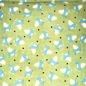 Japanese Fabric Foxes Koko Seki Lecien Green Blue White Half Yard #2 - Picture 1 of 4