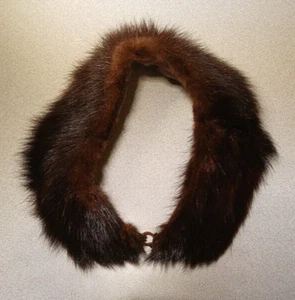 Mink Collar Dark Brown 1950's Lined 5" Neck Opening - Picture 1 of 9