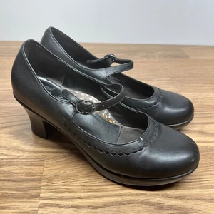 Dansko Mary Janes Heels Black Leather Buckle Comfort Shoes Womens 37 US 6.5-7 - Picture 1 of 11