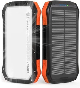 Solar Charger 20100mAh, WBPINE Solar Power Bank Phone Charger Portable Waterproo - Picture 1 of 7