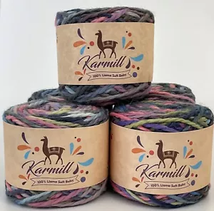 Llama Wool 100% Llama Soft Baby Bulky Yarn Lot of 5 Skeins Color Fantasy FL2 - Picture 1 of 5