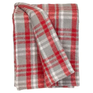 Red Woven Cotton Plaid Throw Blanket - Picture 1 of 1