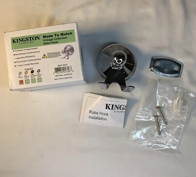 Kingston Made to Match Robe Hook New in Box Chrome Solid Brass Construction - Image 1 of 4