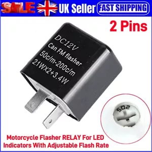 Motorcycle Bike LED 2 Pin 12V Relay Indicator Flasher Adjustable Flashing Rate - Picture 1 of 23