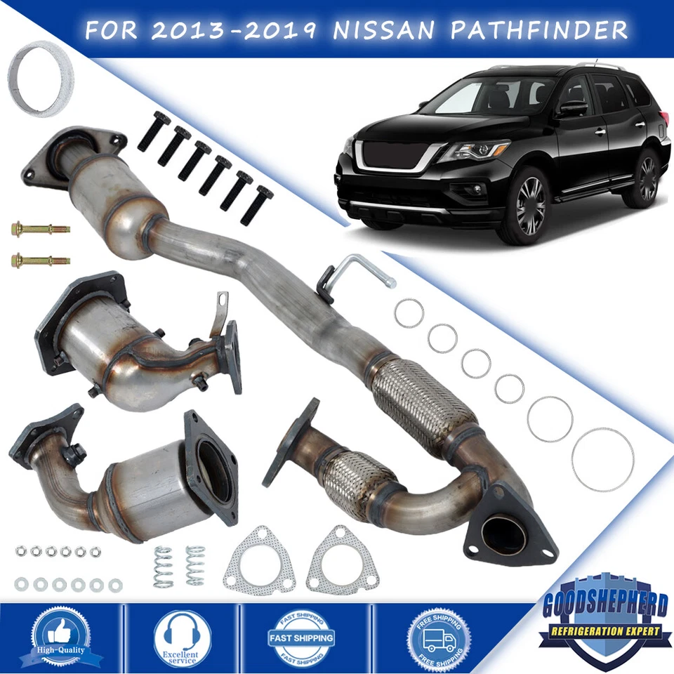 For Nissan Pathfinder 3.5L 2013-2019 All 3 Catalytic Converters with Flex Y-pipe - Image 1 of 4