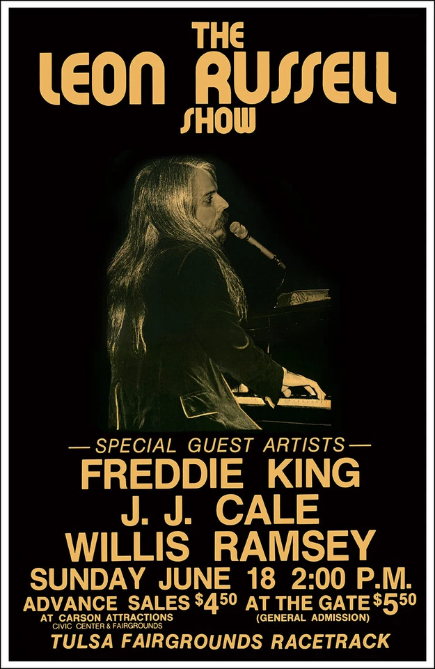 Póster de concierto de Tulsa 1972 Leon Russell Freddie King J Cale Foto 1 de 1