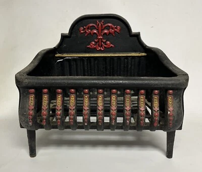 Старинная викторианская чугунная угольная корзина держатель решетка Fleur-de-Lis - Изображение 1 из 4