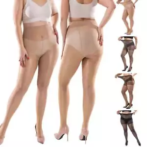Women Plus Size Shiny High Glossy Sheer Stockings Dance Tights Pantyhose Hosiery - Picture 1 of 16