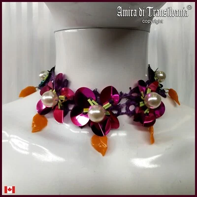 collar joyería collar gargantilla collar flor strass cristal perla piedra lujo Foto 1 de 4
