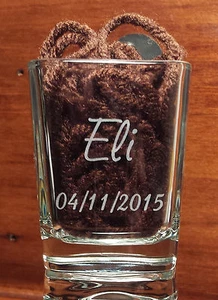 Square 2.25oz Shot Glass Personalized w/Name and Date Best Man Bridesmaid Gifts  - Picture 1 of 2