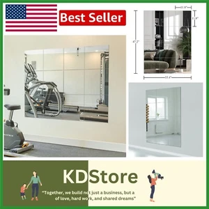 Versatile Frameless Mirrors - 12pcs 12-Inch Tiles for Gyms, Bedrooms & More - Picture 1 of 8