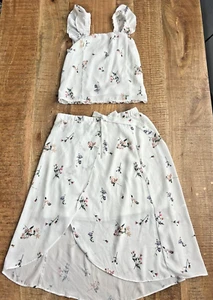 Gianni Bini Girls White Floral Tank Top & Midi Skirt Matching Set Easter Dressy - Picture 1 of 19