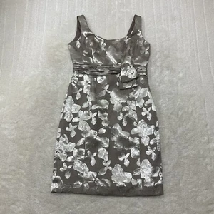 Abito donna Jones New York taglia 10 senza maniche marrone oro stampa floreale - Foto 1 di 10