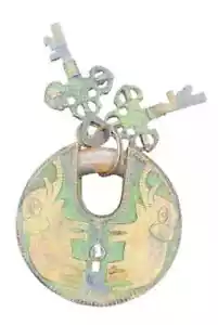 Vintage Messing Elefant Vorhängeschloss & 2 Schlüssel Antik Stil Gravur Design Geschenkartikel - Bild 1 von 9