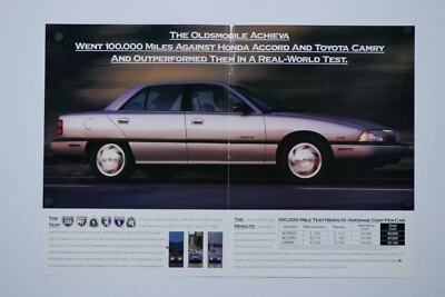 1987 Oldsmobile Achieva SL Vintage 100 K Test Foldout 4 Page Original Print Ad - Image 1 of 4