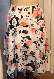 Fashion Bug Womens Chiffon Handkerchief Hem Floral Skirt Sz S pre-owned - Picture 1 of 9