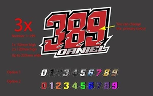 Racing Race Number Numbers Sticker Name Vinyl Decal Motocross Dirt bike Kart - Picture 1 of 1