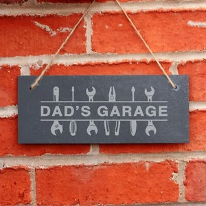 Dad's Garage Sign Personalised DIY Fathers Day Gift Slate Hanging Plaque for Him - Picture 1 of 11