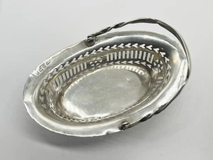 ANTIKER SCHALENKORB / SERVIERKORB AUS MASSIVEM STERLINGSILBER MIT SCHWENKGRIFF 38 g - Bild 1 von 10