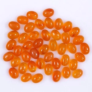 45 Stck. 44 Karat Natur Orange Karneelian Oval Lose Cabochon Edelstein Lot7x5 mm # 1829 - Bild 1 von 5