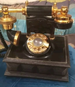 Vintage Land Line Princess Phone Gorgeous Dark Wood And Gold Accents, Tested!... - Picture 1 of 24