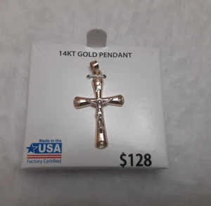 ** ( 1 )  NIB 14K Gold Cruxifix Pendant - Picture 1 of 4